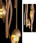 Premium Three Light Pendant Ceiling Lamp Solid Wood Design, LED drop light with a smooth glow and stylish wood details.