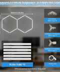 Hexagon LED Garage Light 72W 6500K Daylight White with 11 LED Panels Honeycomb Design and accessories for easy installation