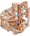 Mechanical Marble Run Puzzle Kit With Chain Hoist 335 Pieces And 8 Marbles A DIY Wood Model Building Kit For Adults And Teens