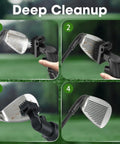 Golf Club Cleaner Kit With 4oz Water Bottle And Groove Cleaner in use cleaning clubhead with nylon bristles