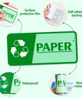 Four Pack Recycle Stickers For Trash Bins Self Adhesive Waterproof Durable And Fade Resistant Recycling Labels For Paper Glass Plastic And Cans Great For Home Office Apartment Hotel School And Public Areas