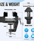 Heavy Duty Cast Steel Bench Vise Two Inch Jaw Clamp, 2inch jaw, 1.4inch gap, weighing 1.63 lbs for woodworking and jewelry tasks.
