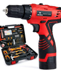 Cordless Drill And 108 Piece DIY Tool Kit With 16.8V Lithium Driver Claw Hammer Pliers Wrenches And Bits For Do It All Home Projects