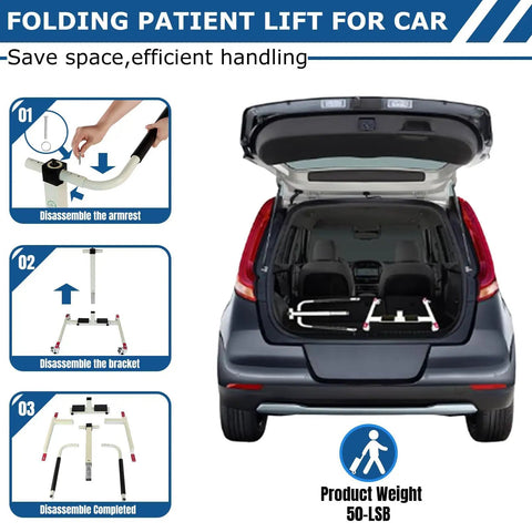 Smooth Ride Transfer Chair For Seniors With Sit To Stand Assist Handles, Patient Lift Wheelchair in car trunk for easy transport.
