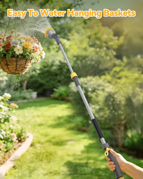 Extendable Garden Water Wand With 29 To 43 Inch Reach, watering hanging basket in garden, lightweight aluminum