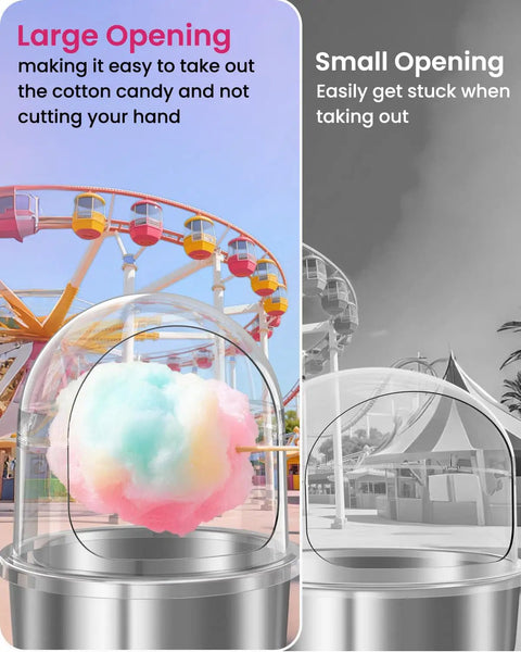 Clear Acrylic Dome Cotton Candy Machine Cover For 15 Inch Bowls Fits 14.96 Inch Commercial Floss Makers Detachable Design Party