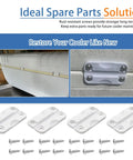 Cooler Hinge Replacement Kit With Screws For 50 To 165 Qt Coolers 4 Pack white plastic hinges and screws shown with installed cooler hinge