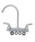 8 Inch Center Set Kitchen Faucet With Tall High Rise Spout Chrome POM Body And Stainless Steel Finish Two Handle Design ADA Compliant