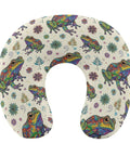 Ultra Cozy U Shaped Neck Pillow For Travel And Office Use Lightweight Reusable Polyester Napping Pillow With Abstract Frog Print