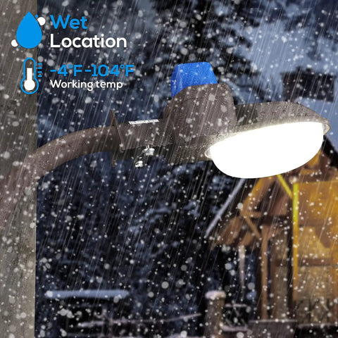 75W LED Barn Light Dusk To Dawn Outdoor Flood Light With Photocell, Mounting Arm, in wet location with snowfall