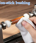 20 Pack White Nonstick Pen Bushings For Woodturning, Precise 11mm Height And 14mm Diameter Set in use on lathe