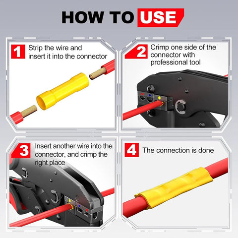 How to use Top Rated Bulk Wire Butt Splice Connectors Kit 400 Count, insulated crimp terminals with crimping tool
