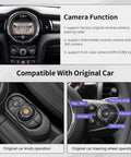 Interior view showcasing Wireless CarPlay Android Auto Retrofit Kit For BMW Mini Cooper NBT System 2014 To 2018 with control details.