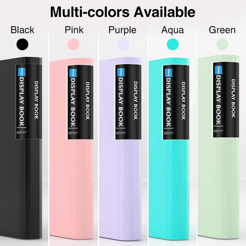 Five colors of 72 Pocket Binder With Clear Sheet Protectors And Elastic Band, Big Capacity 8.5x11 Presentation Book for office and school