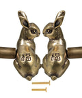 Solid Brass Rabbit Cabinet Pull Set With Vintage Brass Knobs Antique Finish Drawer Pulls For Kitchen Cabinets And Wardrobes 2 Pack