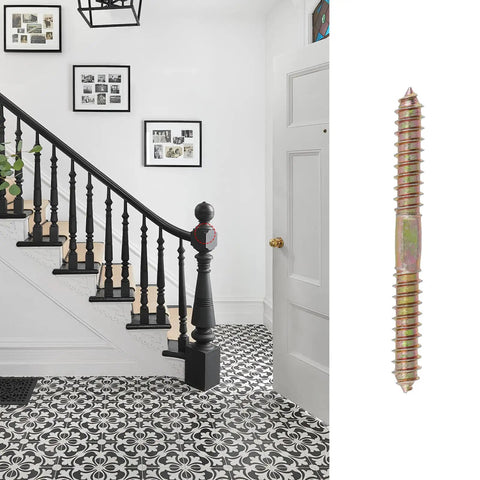 12 Pack Double Ended Screws M10 Hanger Bolts 10x100mm Carbon Steel Heavy Duty Fasteners For Wood And Metal Projects Easy Install And Secure Connection Ideal For Framing Decks Shelves And Heavy Construction Tasks, staircase post