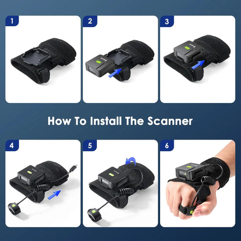 Installation steps for Hands Free Wearable 2D Barcode Scanner Ring Glove For Quick Scan Of 1D And QR Codes Bluetooth Portable