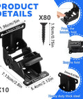 Heavy Duty Folding Brackets With Screws For Tables Beds Cabinets And Workbenches 10 Pack showing dimensions and details.