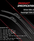 Heavy Duty Windshield Wiper Blades For 2007 To 2013 Chevy Silverado Tahoe Suburban GMC Sierra Yukon Cadillac Escalade 22 inch set