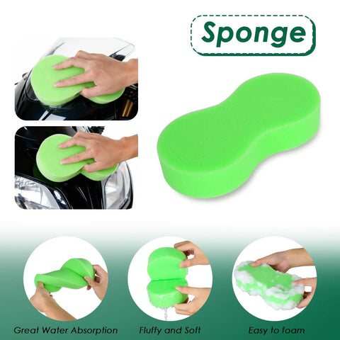 9 Piece Motorcycle Cleaning Kit All-In-One Dope Pro Grade Detailing Bundle Sponge in use on motorcycle surface