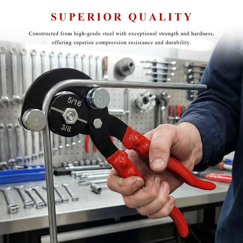 Fkewp Pro 4 In One Tube Bending Pliers With Adapters For 3/16 1/4 5/16 3/8 Copper Brake Lines in use bending a tube.