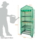 4 Tier Portable Greenhouse Kit With Casters And Roll Up Zipper PE Cover For Indoor Outdoor Seedlings And Plants, No Fuss Setup, Water Resistant UV Protected Thick Poly For Heat Retention, Measures 27.6 L By 19.7 W By 65 H Inches Green, size comparison to person