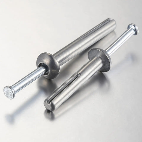 One Quarter Inch By Three Inch Hammer Drive Nail In Anchor Set For Concrete Cement And Brick Walls 50 Pack
