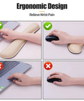 Leather Desk Pad Set With Keyboard Wrist Rest And Mouse Wrist Rest, ergonomic design for wrist pain relief, beige set.