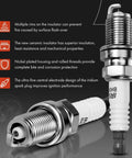 Close-up of iridium spark plugs from Set of 4 Ignition Coil Packs and Iridium Spark Plugs for Hyundai Veloster 2012-2017, Accent 2012-2019, Kia Rio Soul 2012-2019 1.6L Naturally Aspirated Engine