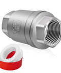 Boltigen 1-inch stainless steel spring check valve with threaded ends, CF8/304, plus red gasket ring