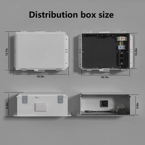 Heavy Duty ABS Electrical Enclosure Box 18.3 X 12.7 X 6.5 Inch with visible dimensions and internal layout for organization.