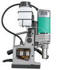 Portable Magnetic Drill Press With 2923 Lbs Electromagnetic Base, Variable Speed Motor For Steel And Metal Fabrication Jobs, 1-9/16 Inch Boring Diameter Core Drill Machine For Heavy Duty Industrial Use close-up of motor and fluid reservoir