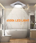 Ultra Quiet Bathroom Exhaust Fan With LED Light 110 CFM Ceiling Mount Ventilation Fan 1.0 Sones installed above bathtub