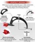 Universal Transmission Holding Fixture With Base For Rebuilding GM Transmissions 375 400 425 475 700-R4 4L60E 4L80E shown with lifting ring, dual handles, and bench-mounted base