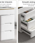 Dope White Executive Desk With Deep Drawers And Usb Charging Station, 47 Inch Modern Office Workstation with three-tier drawers.