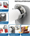 Installation guide for No Brainer 1.25 Inch 59 Inch Pool Hose Kit for Above Ground Pools with clamps and hose hangers.