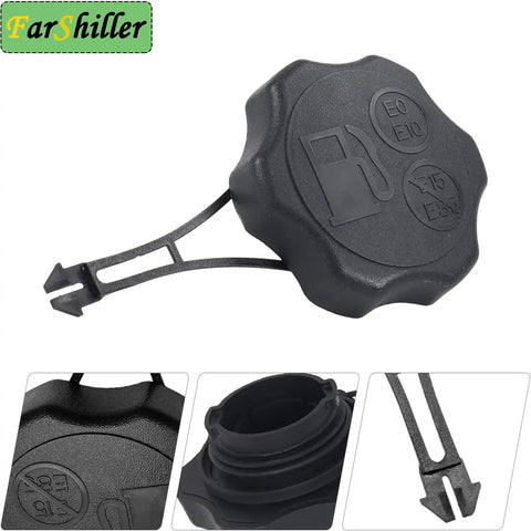 Durable Replacement Fuel Tank Cap for Lawn Mowers, black plastic, fits Briggs Stratton Toro Craftsman gas tanks, close-up view.