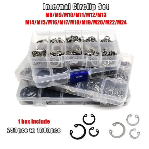 Beefy Heavy Duty Retaining Ring Kit 1000 2140 4000 Pcs 8-24mm Internal C Type Circlip Stainless Steel 304 in box