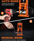 Drill Powered Wire Stripper For Scrap Copper Recycling And DIY in auto and manual mode with drill and hand crank.