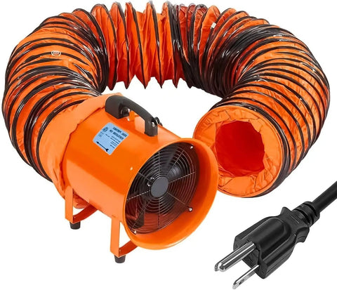Heavy Duty 12 Inch Utility Blower Exhaust Fan With 16.4 Ft Duct Delivers 3500 CFM high velocity ventilation