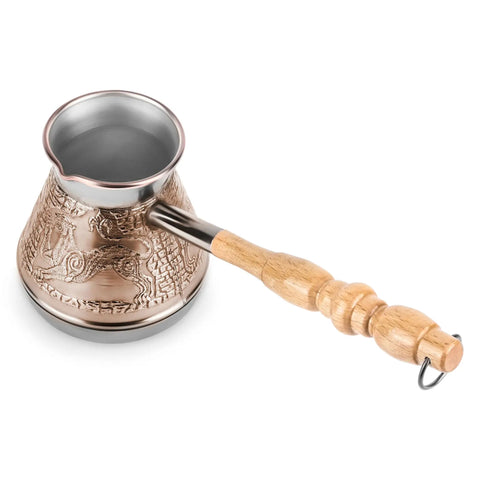 Leopard Copper Turkish Cezve 14 Fl Oz 400 Ml Large Turkish Coffee Pot With Wooden Handle For Turkish Greek And Arabic Coffee Makers Built To Last Tin Lined Copper Jezve