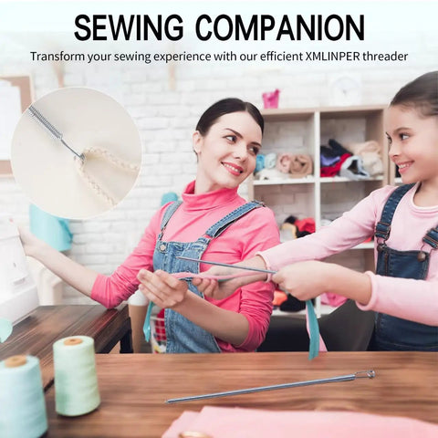 Mother and daughter using 3 Piece Set For Hoodies And Pants Clip Replacements Effortlessly Thread Ropes And Elastic Cords.