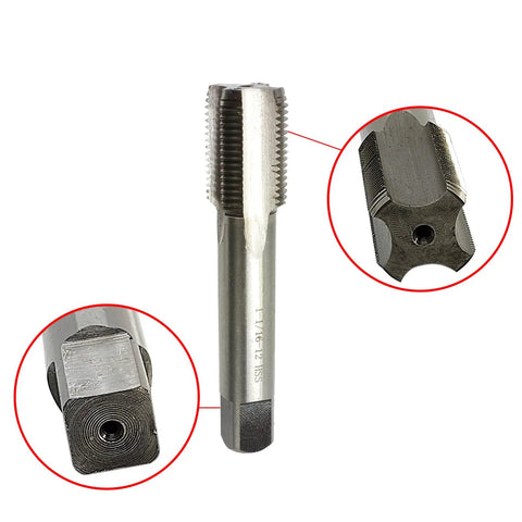1-1/16 Inch 12 TPI UN Right Hand Straight Flute Machine Tap HSS High Speed Steel 2B Tolerance Pro Grade Metalworking Tool For Steel And Aluminum Includes 1 Tap, close-up view