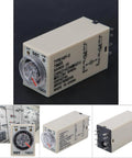 Adjustable Time Relay H3Y With Transparent Dial And Heavy Duty Brass Terminals, side view and top details.