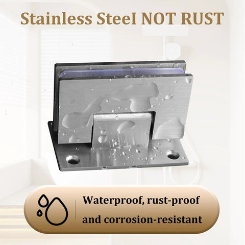 Heavy Duty Brushed Nickel Glass Shower Door Hinges For 90 Degree Corner Mount With Soft Rubber Gasket To Prevent Scratches And Damage Durable stainless steel hinge with waterproof feature.