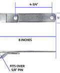 Eight Inch Heavy Duty Strap Hinge Pair Real Deal Galvanized Steel Built Different For Wood Fences Shedding Rust Outdoors Compatible Lag Screw Threaded Bolts Mounting Hardware Righteous Grip with dimensions.