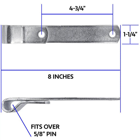 Eight Inch Heavy Duty Strap Hinge Pair Real Deal Galvanized Steel Built Different For Wood Fences Shedding Rust Outdoors Compatible Lag Screw Threaded Bolts Mounting Hardware Righteous Grip with dimensions.