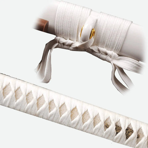 4.4 Yard Synthetic Silk Ito Tsukamaki Sageo Cord For Katana Wakizashi Tanto Handle Wrapping And Scabbard Rope White 400cm DIY Sword