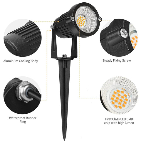Low Voltage Outdoor Landscape Lights Set Of 6 With 7W 700LM LED Pathway Garden Tree Yard Lighting Warm White 2700K Waterproof IP65