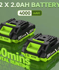 Two 2.0Ah batteries for 20V Cordless Weed Wacker With 12 Inch Cutting Path Ultra Lightweight 3.5 Pound Trimmer And Edger